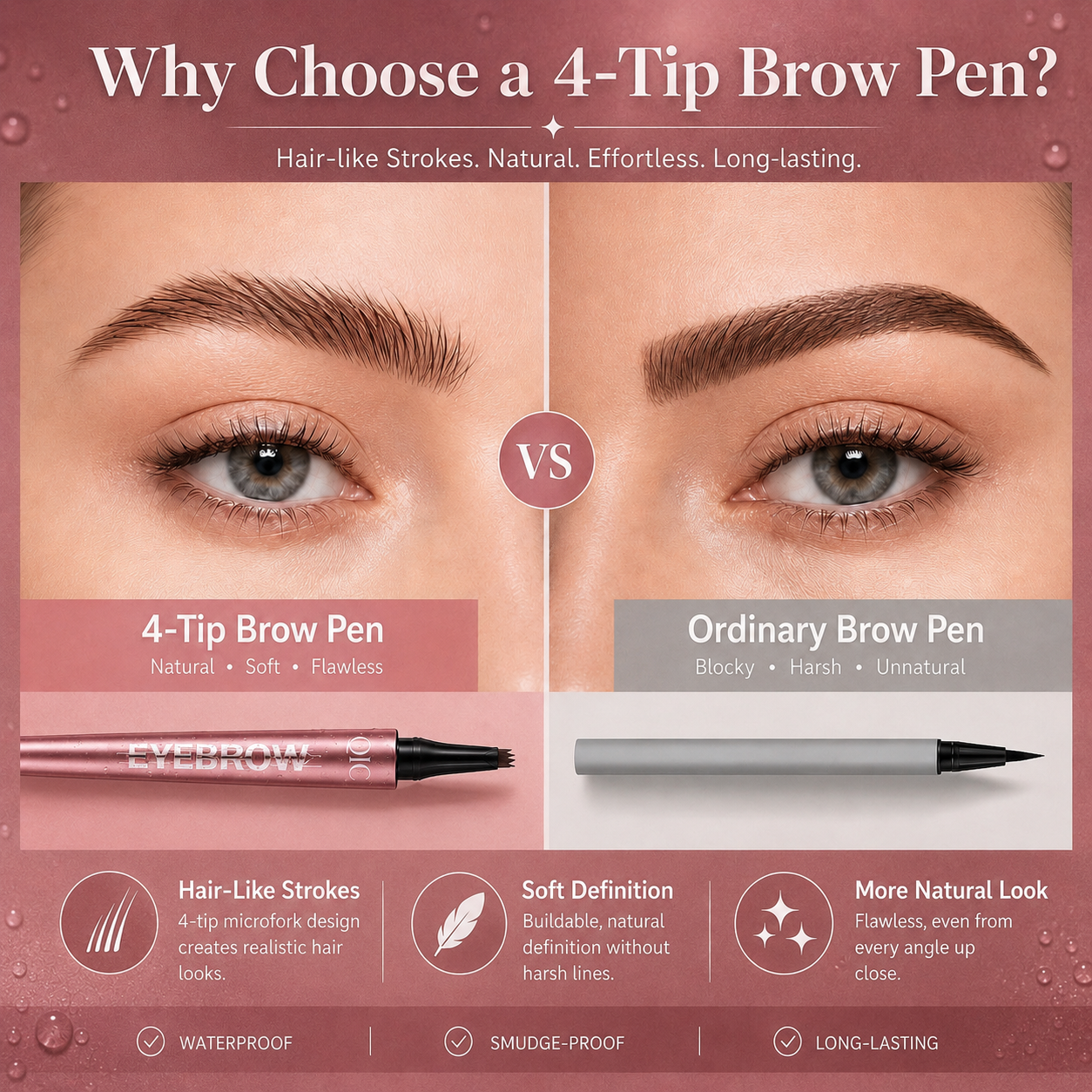 4 Tip Micro-Fork Brow Pen | Natural Hair Like Strokes